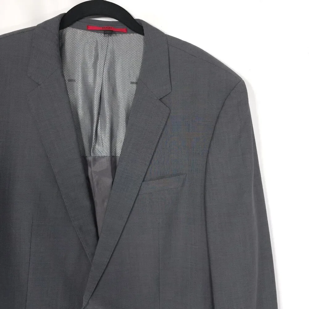 HUGO BOSS Men’s Sport Coat 44L Marzotto Italy Blazer Super 100‎ Gray Virgin Wool